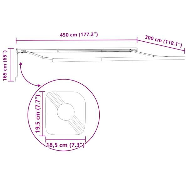 Markise Einziehbar Anthrazit und Weiß 4,5x3 m Stoff & Aluminium