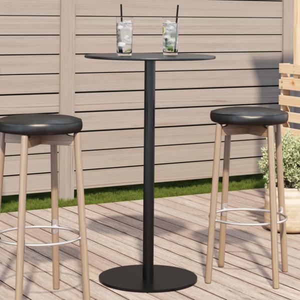 ARDEBO.de - Gartentisch Rund Schwarz Ø60x105 cm Stahl
