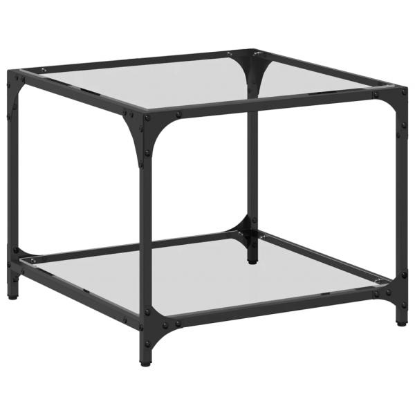 ARDEBO.de - Couchtisch mit Glasplatte Transparent 50x50x40 cm Stahl