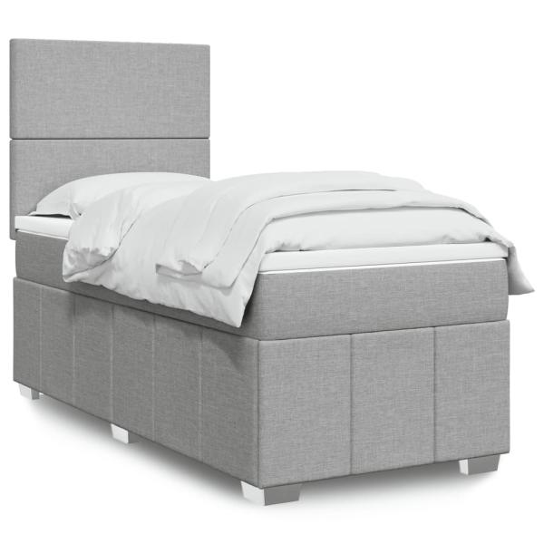 ARDEBO.de - Boxspringbett mit Matratze Hellgrau 90x200 cm Stoff