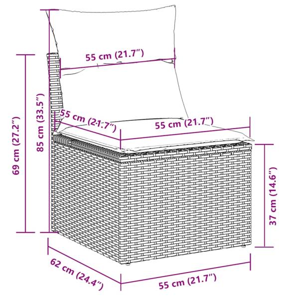 7-tlg. Garten-Sofagarnitur mit Kissen Beige Poly Rattan