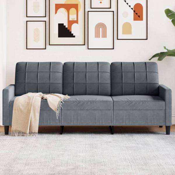 ARDEBO.de - 3-Sitzer-Sofa Dunkelgrau 180 cm Samt