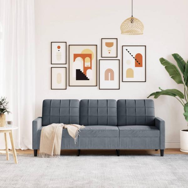 3-Sitzer-Sofa Dunkelgrau 180 cm Samt