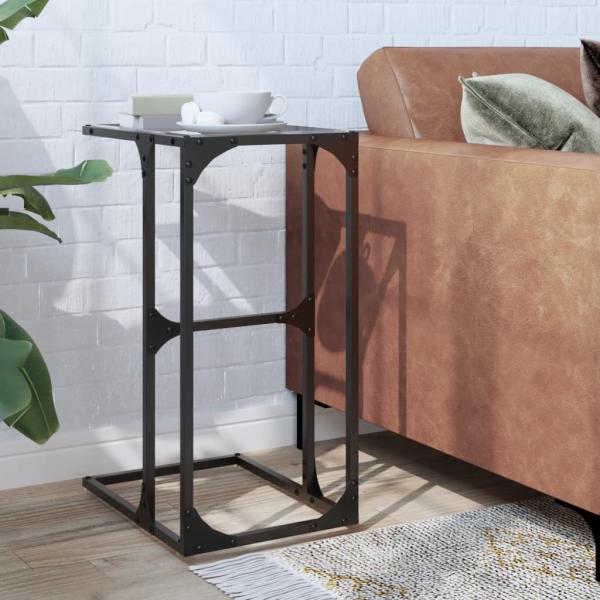 ARDEBO.de - Beistelltisch mit Glasplatte Transparent 40x30x61,5 cm Stahl