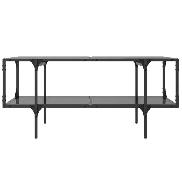 Couchtisch mit Glasplatte Schwarz 98,5x50x45 cm Stahl