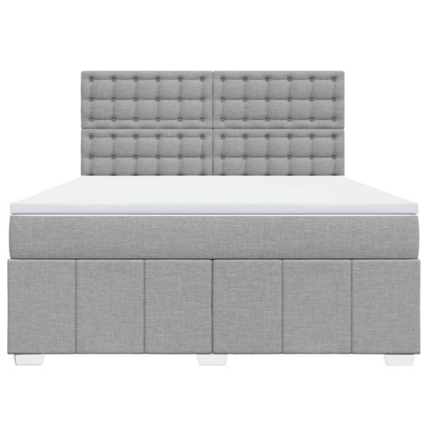 Boxspringbett mit Matratze Hellgrau 180x200 cm Stoff