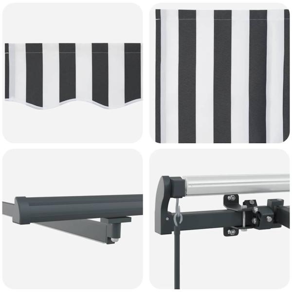 Markise Manuell mit LEDs Anthrazit & Weiß 600x300 cm