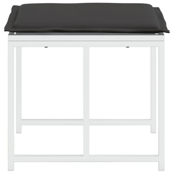 Gartenhocker mit Kissen 4 Stk. Weiß Stahl und Textilene