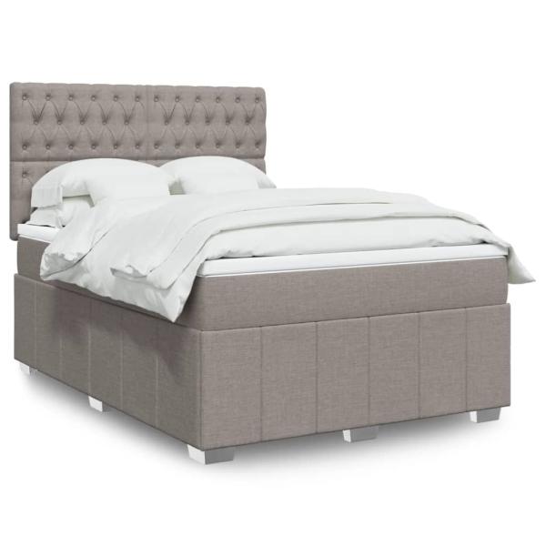 ARDEBO.de - Boxspringbett mit Matratze Taupe 140x200 cm Stoff
