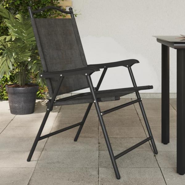 ARDEBO.de - Klappbare Gartenstühle 4 Stk. Graumeliert Stahl und Textilene