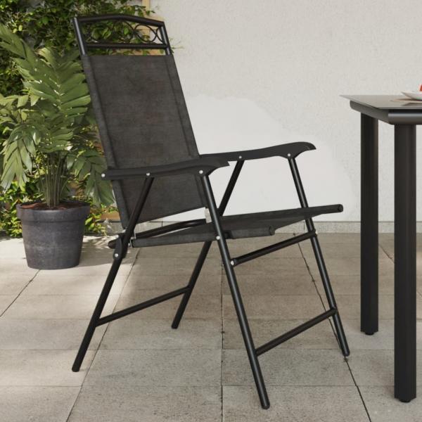 ARDEBO.de - Klappbare Gartenstühle 4 Stk. Graumeliert Stahl und Textilene
