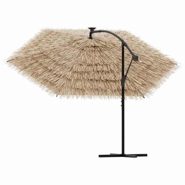 Sonnenschirm mit LED und Stahlmast Braun 246x246x230 cm