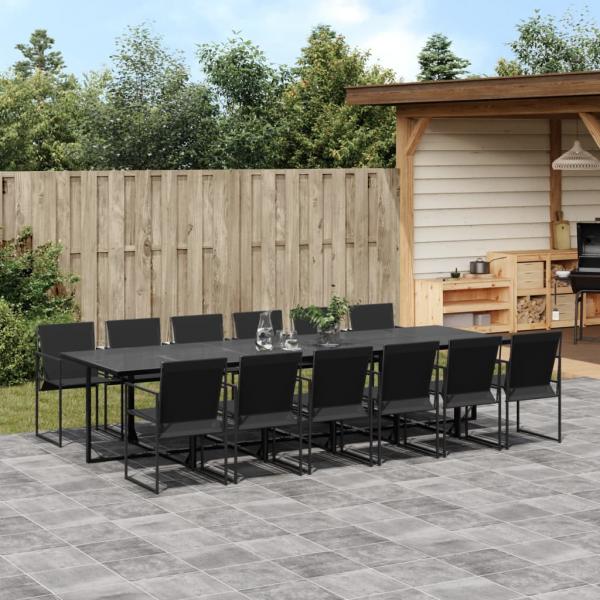 ARDEBO.de - 13-tlg. Garten-Essgruppe Schwarz Textilene