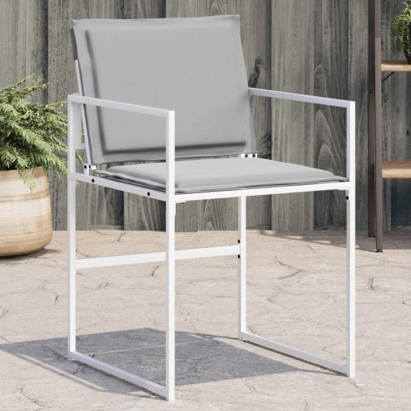 ARDEBO.de - Gartenstühle mit Kissen 4 Stk. Weiß Stahl und Textilene