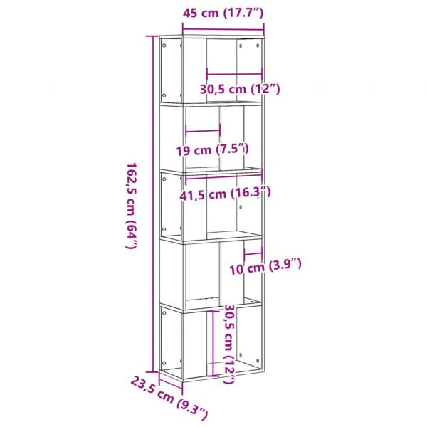 Bücherregal 5 Böden Sonoma-Eiche 45x23,5x162,5 cm Holzwerkstoff