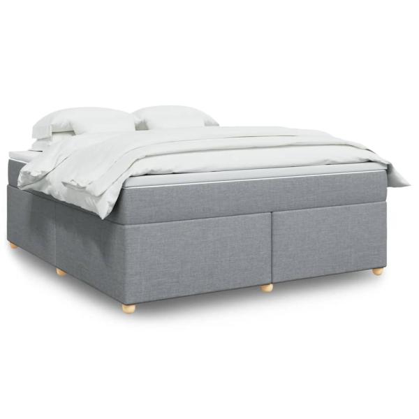 ARDEBO.de - Boxspringbett mit Matratze Hellgrau 180x200 cm Stoff