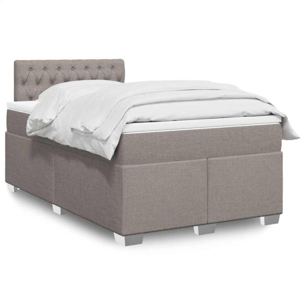 ARDEBO.de - Boxspringbett mit Matratze Taupe 120x190 cm Stoff