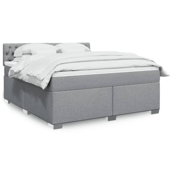 ARDEBO.de - Boxspringbett mit Matratze Hellgrau 180x200 cm Stoff