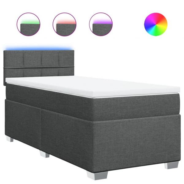 ARDEBO.de - Boxspringbett mit Matratze Dunkelgrau 80x200 cm Stoff