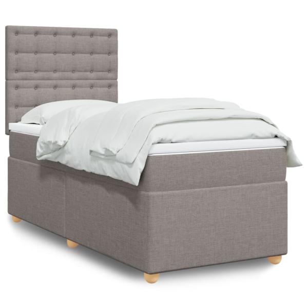 ARDEBO.de - Boxspringbett mit Matratze Taupe 80x200 cm Stoff