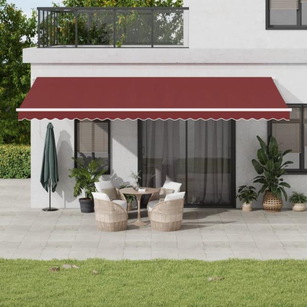 ARDEBO.de - Markise Automatisch mit LED Weinrot 600x350 cm