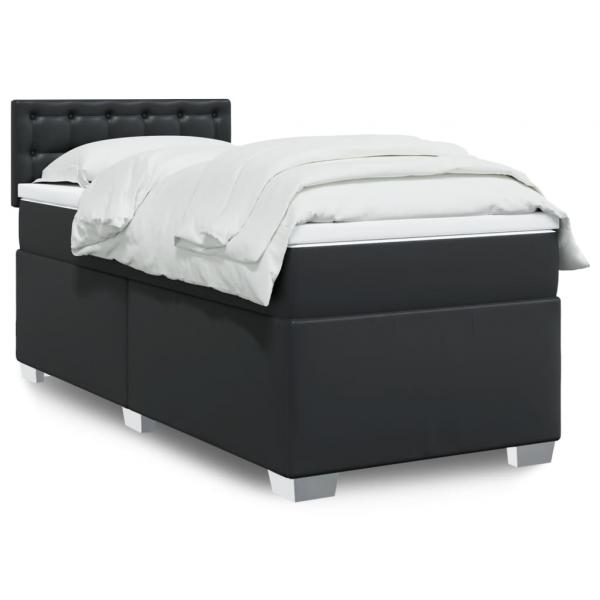 ARDEBO.de - Boxspringbett mit Matratze Schwarz 90x190 cm Kunstleder