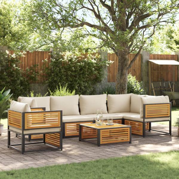 ARDEBO.de - 7-tlg. Garten-Sofagarnitur mit Kissen Massivholz Akazie