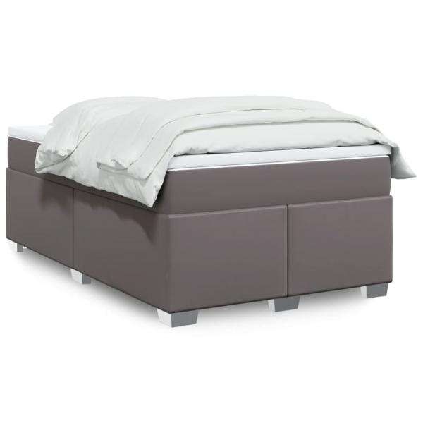 ARDEBO.de - Boxspringbett mit Matratze Grau 120x200 cm Kunstleder