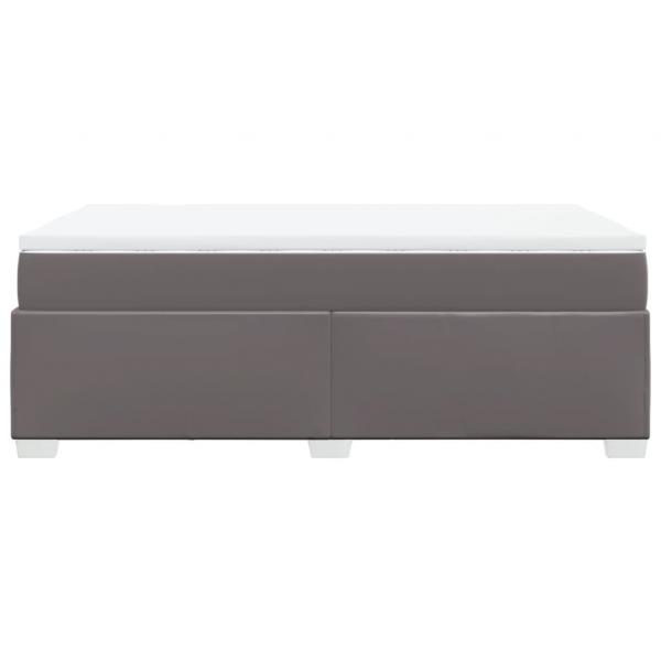 Boxspringbett mit Matratze Grau 120x200 cm Kunstleder