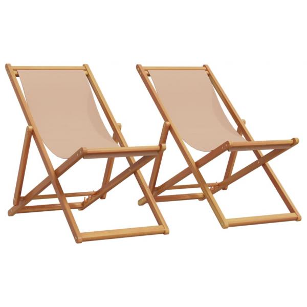 ARDEBO.de - Strandstühle 2 Stk. Klappbar Taupe Stoff und Massivholz