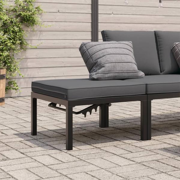 ARDEBO.de - Gartenhocker mit Kissen Schwarz Aluminium