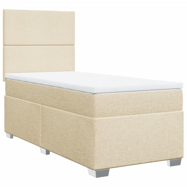 Boxspringbett mit Matratze Creme 90x190 cm Stoff