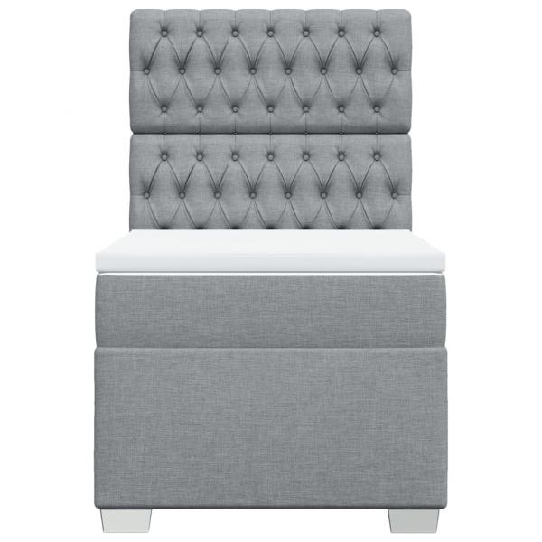 Boxspringbett mit Matratze Hellgrau 100x200 cm Stoff