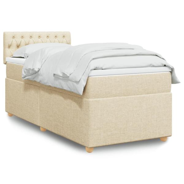 ARDEBO.de - Boxspringbett mit Matratze Creme 90x200 cm Stoff