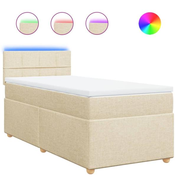 ARDEBO.de - Boxspringbett mit Matratze Creme 100x200 cm Stoff