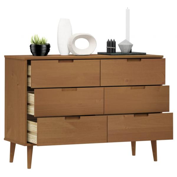 ARDEBO.de - Schubladenschrank MOLDE Braun 113x40x80 cm Massivholz Kiefer