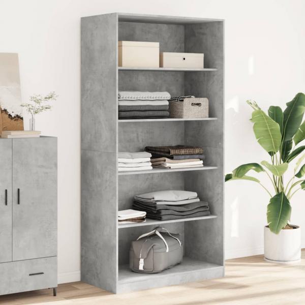 ARDEBO.de - Kleiderschrank Betongrau 100x50x200 cm Holzwerkstoff