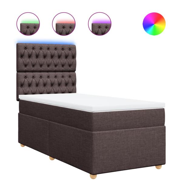 ARDEBO.de - Boxspringbett mit Matratze Dunkelbraun 100x200 cm Stoff