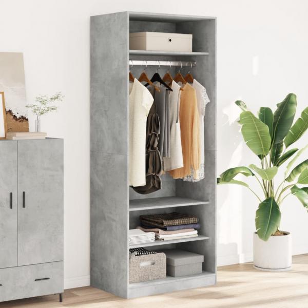 ARDEBO.de - Kleiderschrank Betongrau 80x50x200 cm Holzwerkstoff