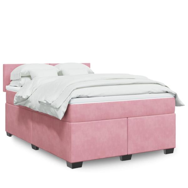 ARDEBO.de - Boxspringbett mit Matratze Rosa 140x200 cm Samt