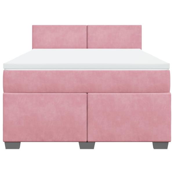 Boxspringbett mit Matratze Rosa 140x200 cm Samt