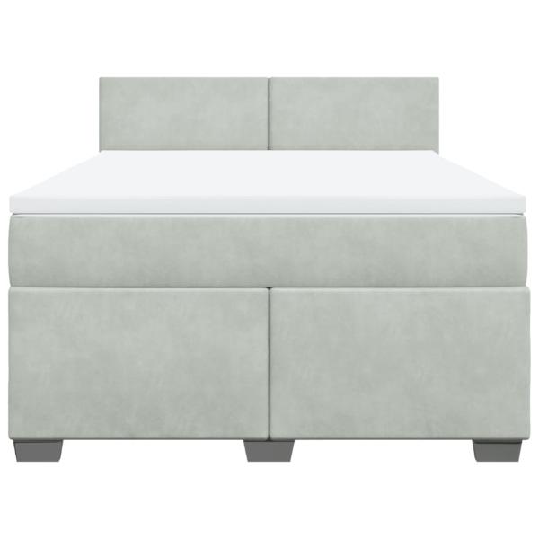 Boxspringbett mit Matratze Hellgrau 160x200 cm Samt