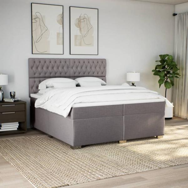 ARDEBO.de - Boxspringbett mit Matratze Taupe 200x200 cm Stoff