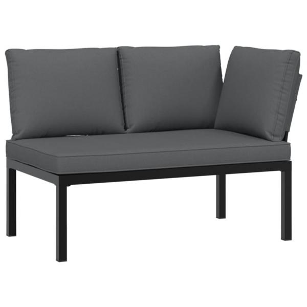 ARDEBO.de - 3-tlg. Garten-Sofagarnitur mit Kissen Schwarz Aluminium