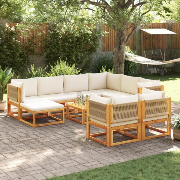 ARDEBO.de - 10-tlg. Garten-Sofagarnitur mit Kissen Massivholz Akazie
