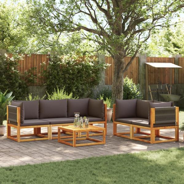 ARDEBO.de - 6-tlg. Garten-Sofagarnitur mit Kissen Massivholz Akazie