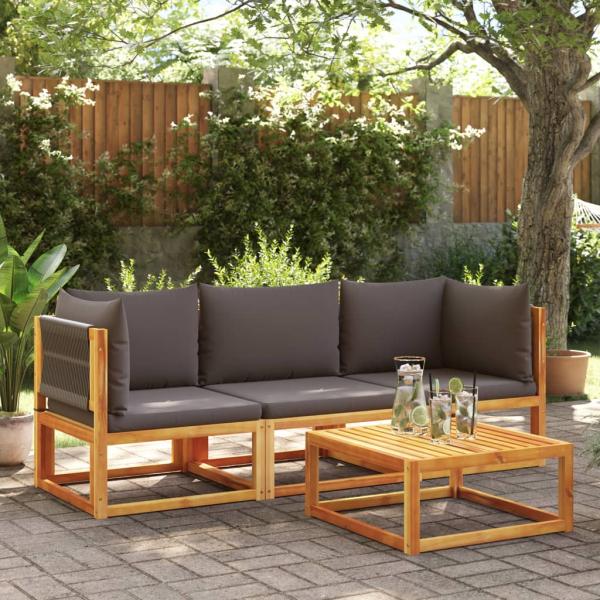 ARDEBO.de - 3-tlg. Garten-Sofagarnitur mit Kissen Massivholz Akazie