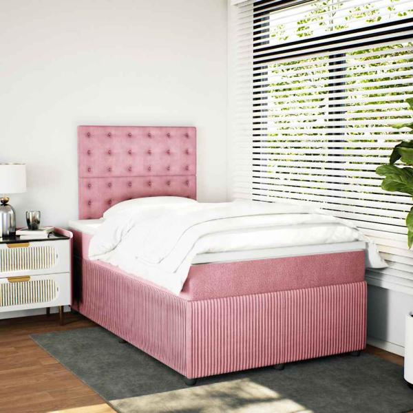 Boxspringbett mit Matratze Rosa 120x190 cm Samt
