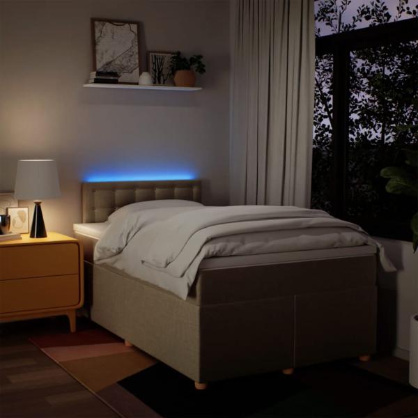 ARDEBO.de - Boxspringbett mit Matratze Creme 120x200 cm Stoff