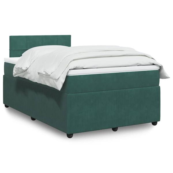 ARDEBO.de - Boxspringbett mit Matratze Dunkelgrün 120x200 cm Samt
